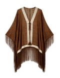 Kimono with fringe and gold trim