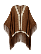 Kimono with fringe and gold trim