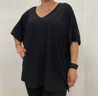 Κοντομάνικη oversized μαύρη μπλούζα