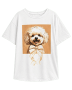 Λευκό βαμβακερό T-Shirt με τύπωμα σκυλάκι