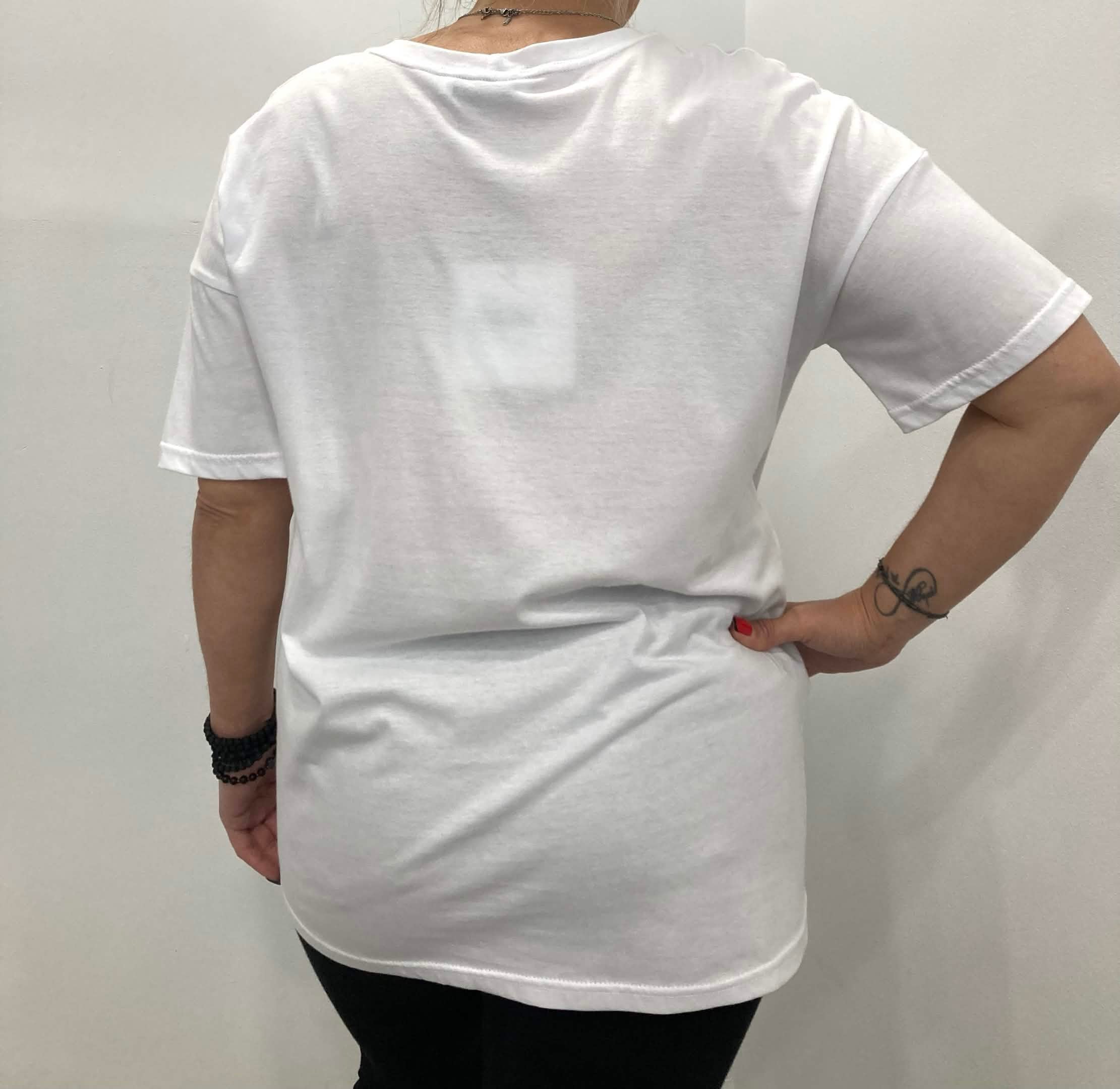 Λευκό βαμβακερό T-Shirt με τύπωμα σκυλάκι