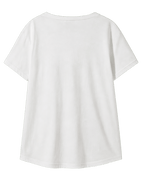 Βαμβακερό λευκό T-Shirt με V λαιμόκοψη και τύπωμα παπαγάλου