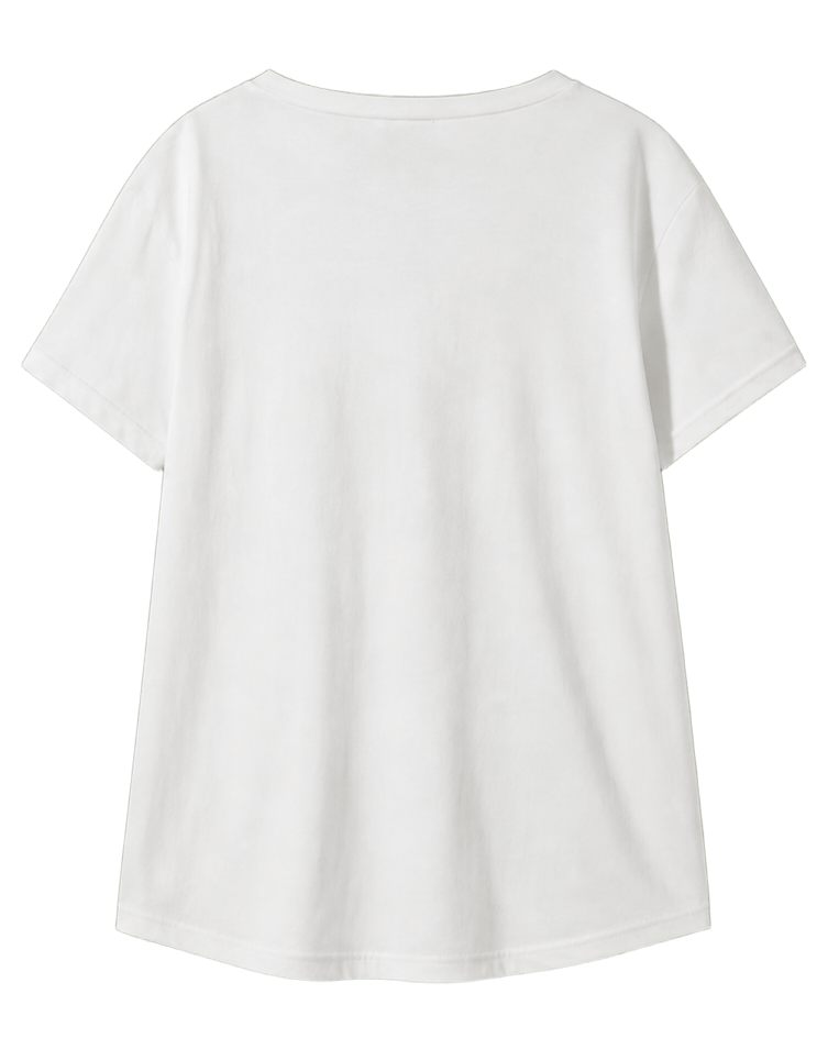 Βαμβακερό λευκό T-Shirt με V λαιμόκοψη και τύπωμα παπαγάλου