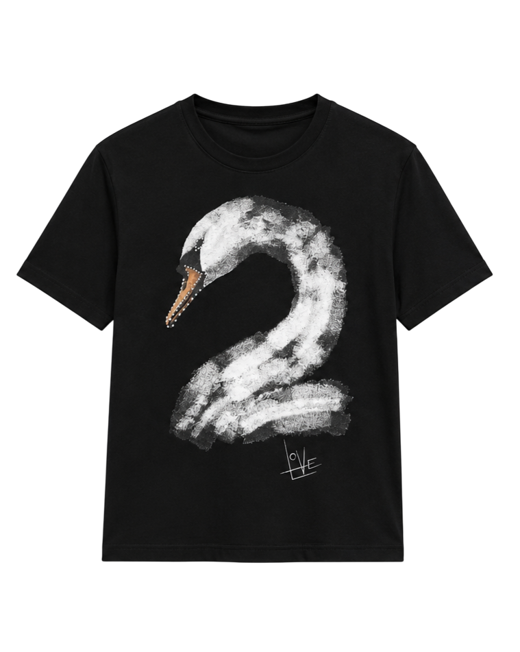 Κοντομάνικο βαμβακερό T-Shirt με τύπωμα κύκνου