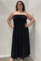 Strapless μαύρο φόρεμα σούπερ jersey