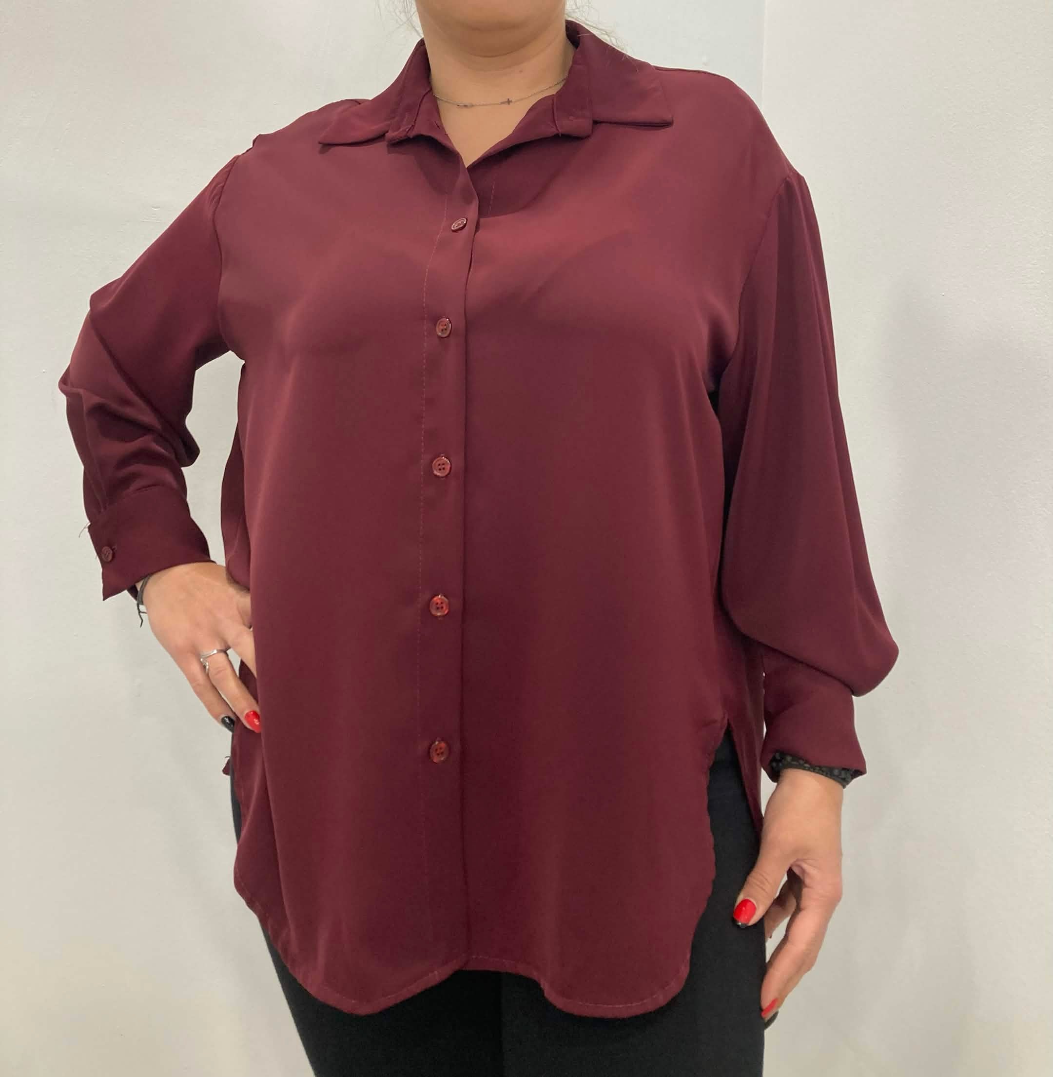 Long-sleeved plain shirt