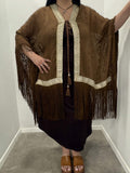 Kimono with fringe and gold trim